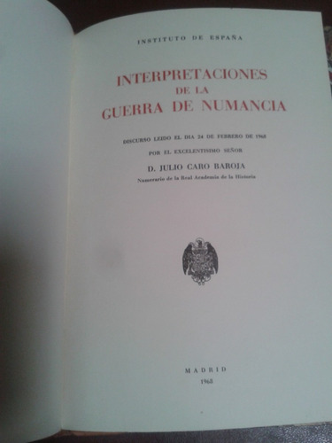 Interpretaciones De La Guerra De Numancia Julio Caro Baroja