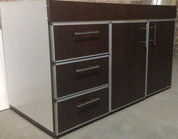 Mueble Cocina Canto Aluminio Melamina + Marmol 1.40