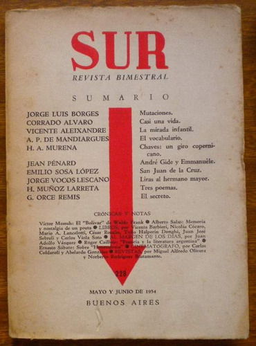 Revista Sur Nº 228 / Borges Jorge Luis, Aleixandre Vicente
