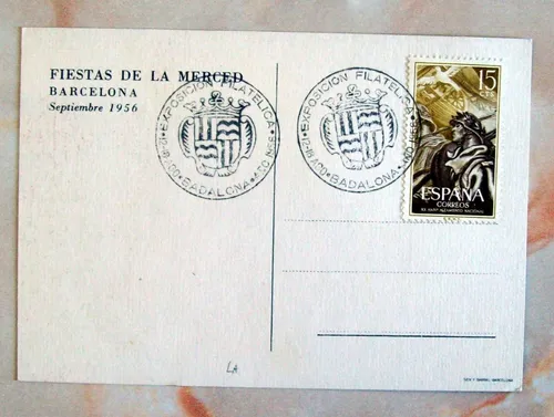 España - Tarjeta Fiesta Merced Barcelona 56 Sc. 844 L3000 (Usado)