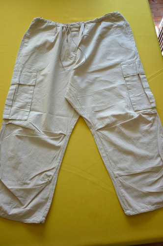 Pantalón Capri  Mujer Talla 42 - 48 Color Crema Tela Liviana