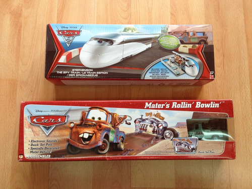 Set 2 Disney Pixar Cars Mate Tren Espia Y Bowling Boliche