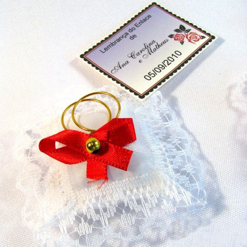 Almofadinha Lembrancinha Casamento Aliança Kit C 50 Vermelha