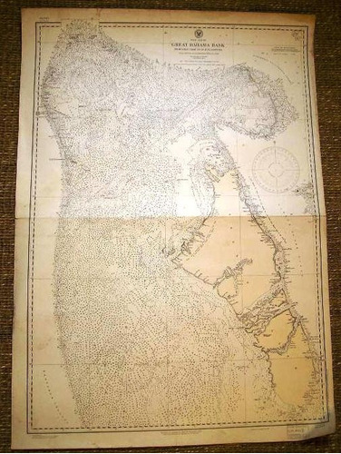 Antiguo Gran Mapa Carta Naval Banco Bahamas Año 1900 's