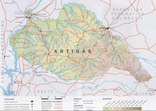 Lámina 45x30 Cm. - Mapa Del Departamento De Artigas