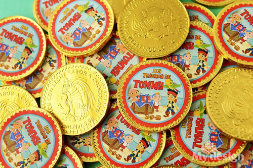 Monedas De Chocolate Personalizadas 4 Cmts De Diámetro