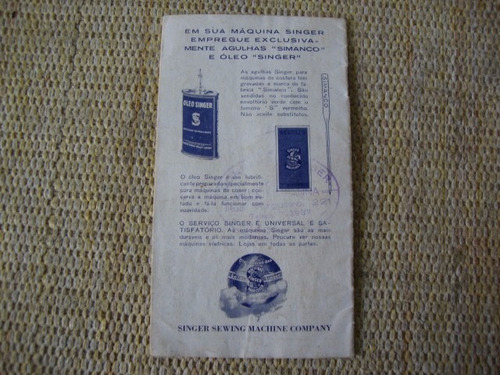 Catálogo/folder Peças E Acessórios Máquinas Singer Anos 50 .
