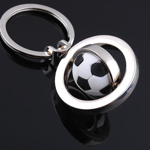 Imagen 2 de 3 de Llavero De Acero De Pelota De Futbol Giratorio
