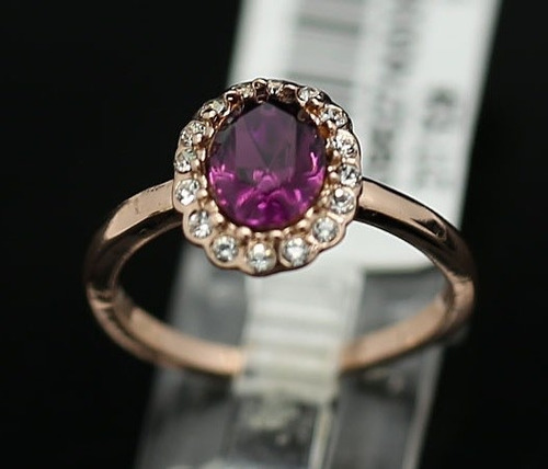 Imagen 4 de 6 de Anillo Con Cristal Morado Talla 7 Nuevo Con Estuche