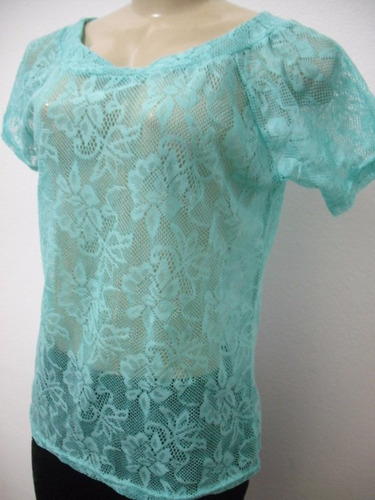 Blusa Azul Fio Vazada Tam M Usado Bom Estado