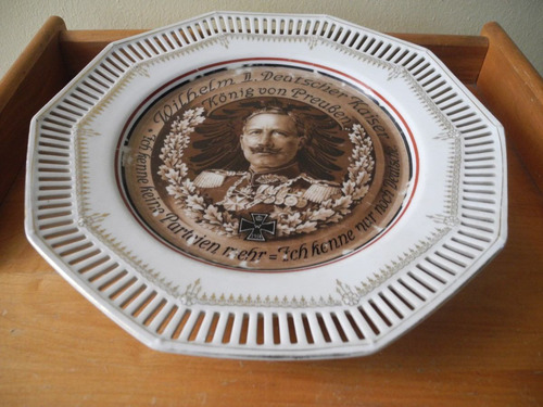 Plato De Porcelana Aleman Del Kaiser Con Propaganda 1914