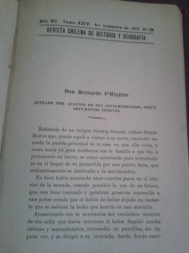 Don Bernardo O'higgins Revista Chilena De Historia Y Geograf