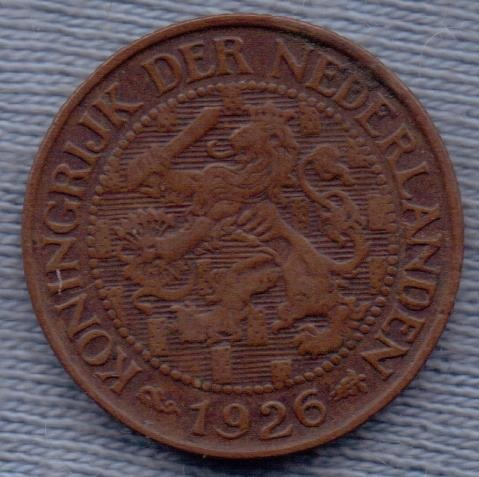 Imagen 1 de 2 de Holanda 1 Cent 1926 * Reinado De Wilhelmina I *