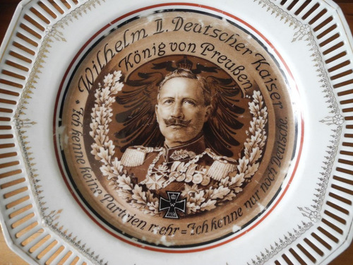 Plato De Porcelana Aleman Del Kaiser Con Propaganda 1914