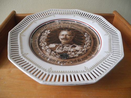 Plato De Porcelana Aleman Del Kaiser Con Propaganda 1914