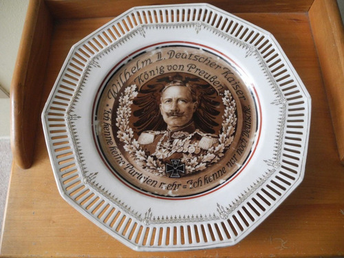 Plato De Porcelana Aleman Del Kaiser Con Propaganda 1914