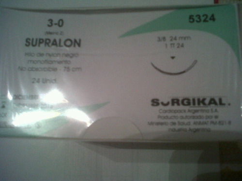 Sutura Quirurgica Supralon Nylon 3-0 C/1 Aguja De 20 Mm