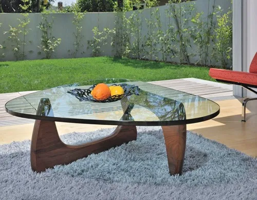 Mesa Noguchi De Madera Con Vidrio 10 Mm Hormigaemergente