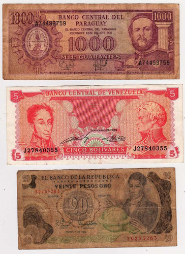 Lote (002) De 3 Billetes Mundiales Por $100