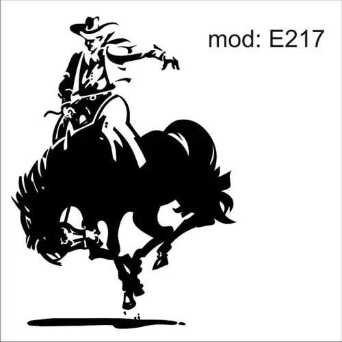 Adesivo E217 Cavalo Esporte Rodeio Cawboy Pulando Velocidade