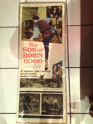 Afiche Insert De Cine Antiguo  The Son Of Robin Hood  1958