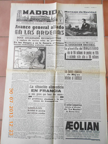 Facsimil Portadas Diario Español De La 2da.guerra Mundial