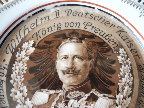 Plato De Porcelana Aleman Del Kaiser Con Propaganda 1914