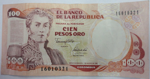 Billete 100 Pesos Colombia 1991