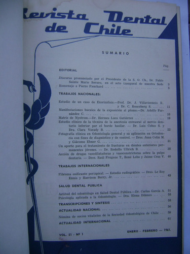 Revista Dental De Chile (empaste De 6 Números De 1961)