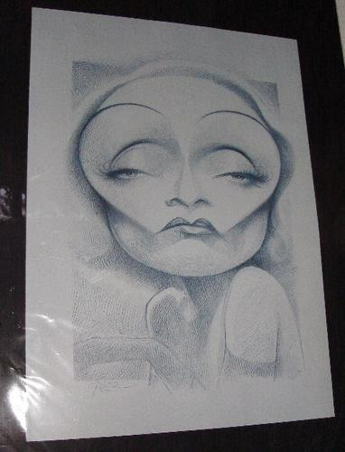 Caricaturas, Marlene Dietrich,firmada Mulatier.