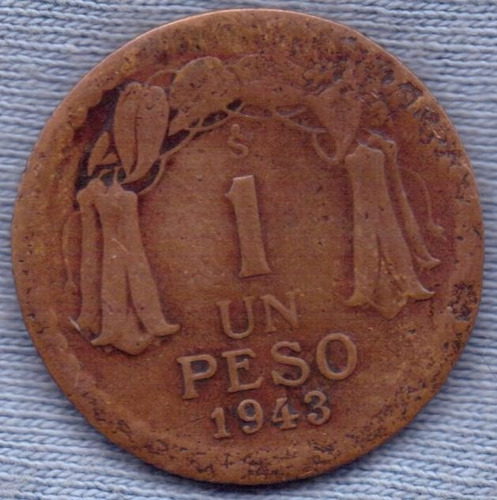 Chile 1 Peso 1943 * Bernardo O´higgins *