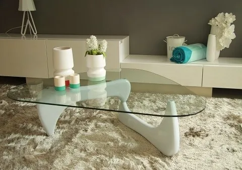 Mesa Noguchi De Madera Con Vidrio 10 Mm Hormigaemergente