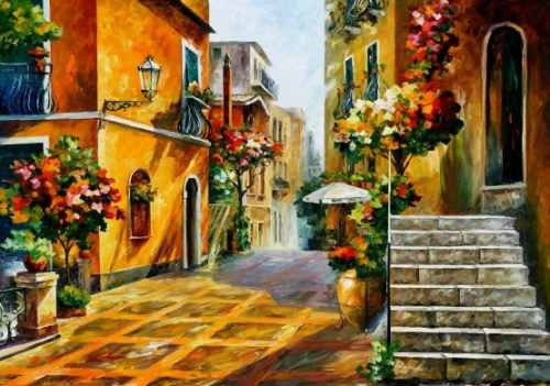 Calle Con Flores En Isla Sicilia Italia - Lámina 45 X 30 Cm.