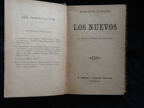 Los Nuevos Joven Literatura Chilena - Armando Donoso -escaso