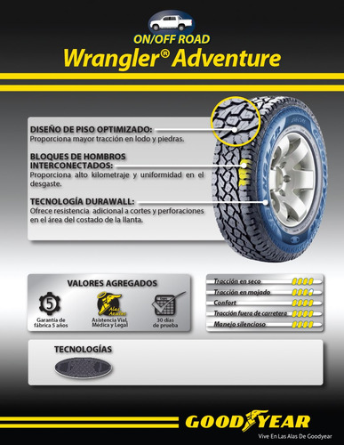 215/75r15 Llanta Goodyear Wrangler Adventure Rango 106s