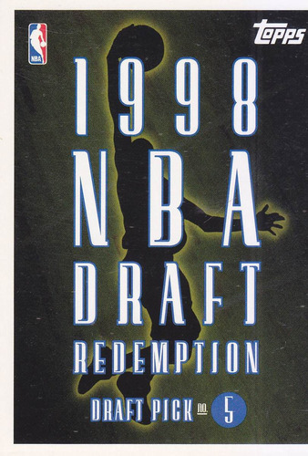 1998-99 Topps Draft Redemption Pick 5 Vince Carter Raptors
