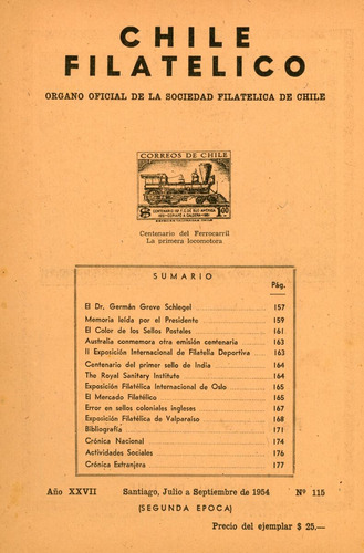 Revista Chile Filatélico Nº 115 - Julio-septiembre 1954