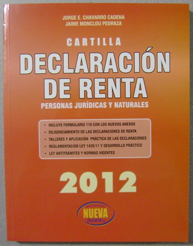 Cartilla Declaración De Renta 2012 / Nueva Legislacion