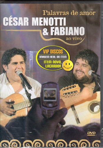 Dvd César Menotti E Fabiano Palavras De Amor - Lacrado!!!