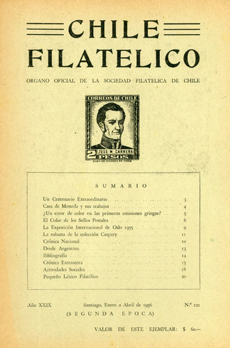 Revista Chile Filatélico Nº 121 - Enero-abril 1956