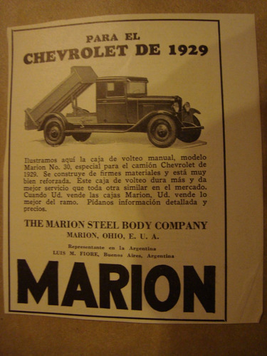 Clipping Camion Antiguo Chevrolet 1929 Marion Ohio Usa