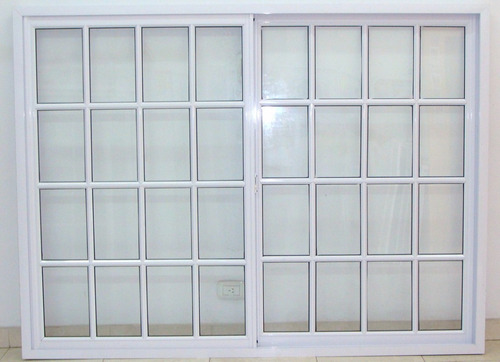 Ventana Aluminio Blanco Vidrio Repartido 200x150 Con Vidrio
