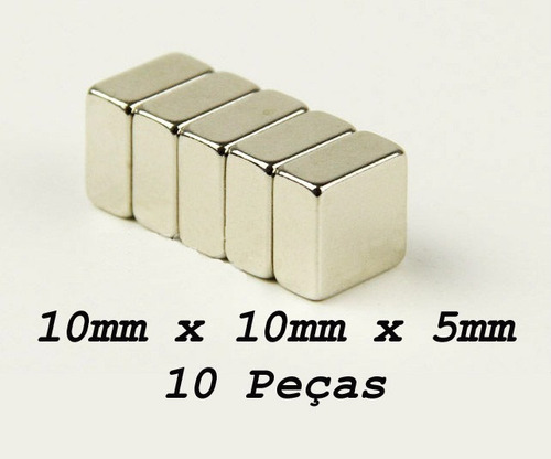 Imagem 1 de 6 de Ima De Neodímio / Super Forte / 10mm X 10mm X 5mm 10 Peças
