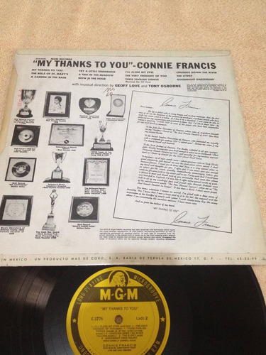 Connie Francis My Thanks To You Disco De Vinil Original