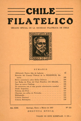 Revista Chile Filatélico Nº 125 - Enero - Marzo 1957