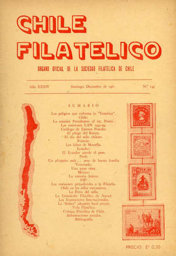 Revista Chile Filatélico Nº 144 - Diciembre 1961