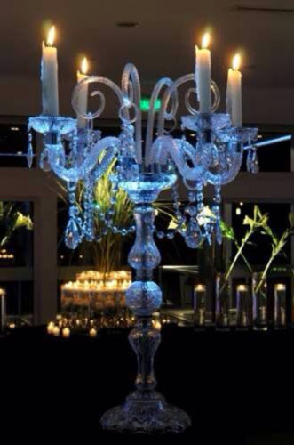 Candelabro De Vidrio Y Cristal . Ideal Eventos