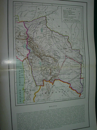 Bolivia Mapa Antiguo Plano Color Geografia Mapas
