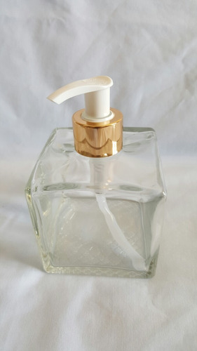 Imagem 2 de 5 de Kit Frasco Vidro-cubo De 350ml - Valv. Saboneteira E Aromat.