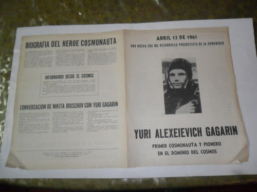 Yuri Alexeievich Gagarin Heroe Primer Cosmonauta Cosmos 1961